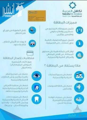 لكل من يعاني من تكاليف علاج عالية صحتكم تهمنا، الآن مع بطاقة تكافل العربية للرعاية الصحية ستنسى أعباءك الماديه في العلاج ، فهي تسهل لك دفع المبالغ العالية والمكلفة. تكافل العربية للرعاية الصحية هي اق...
