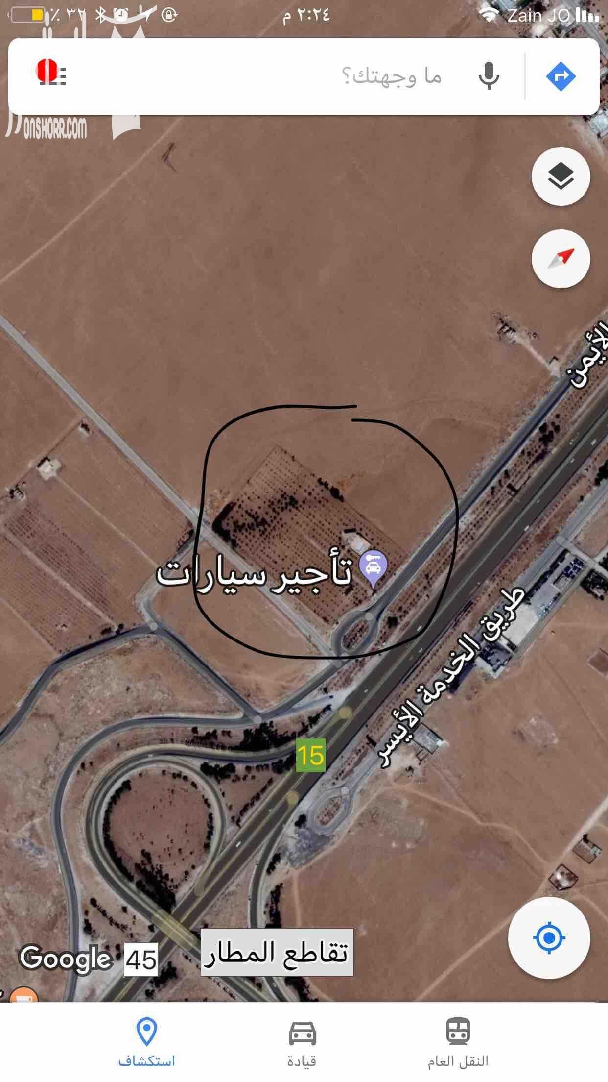 مزرعة للبيع طريق المطار قبل جسر المطار مساحة المزرعة ٢٣ دولم