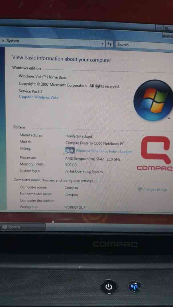 لاب توب compaq AMD Sempron SI-42 2.1GHz
لا تنسَ أنك شاهدت هذا الإعلان في عنكبوت
compaq laptop...