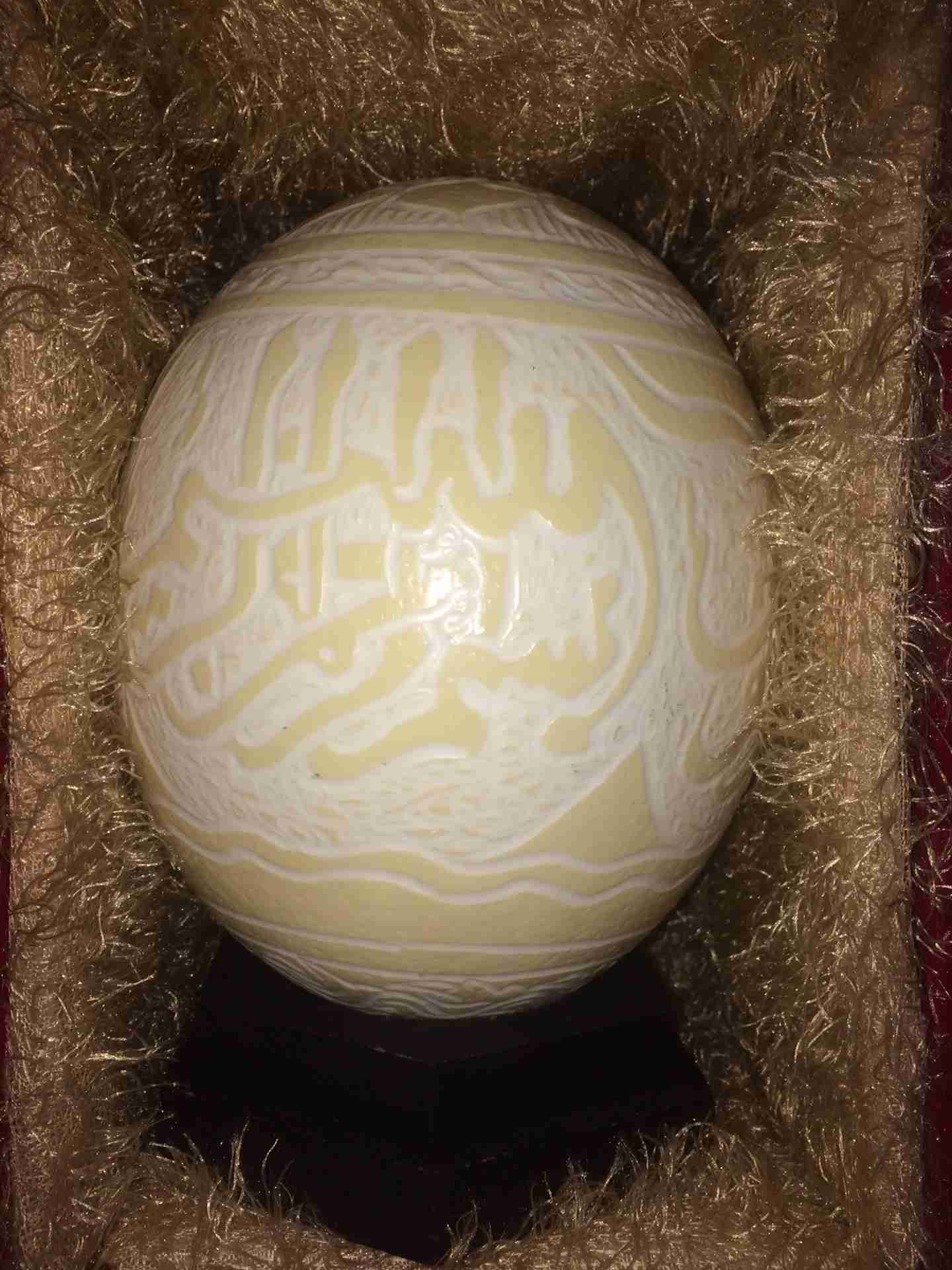 بيض نعام (نعامه)
لا تنسَ أنك شاهدت هذا الإعلان في عنكبوت
بيض نعام مكبوس ومزخرف بلايات القراني...