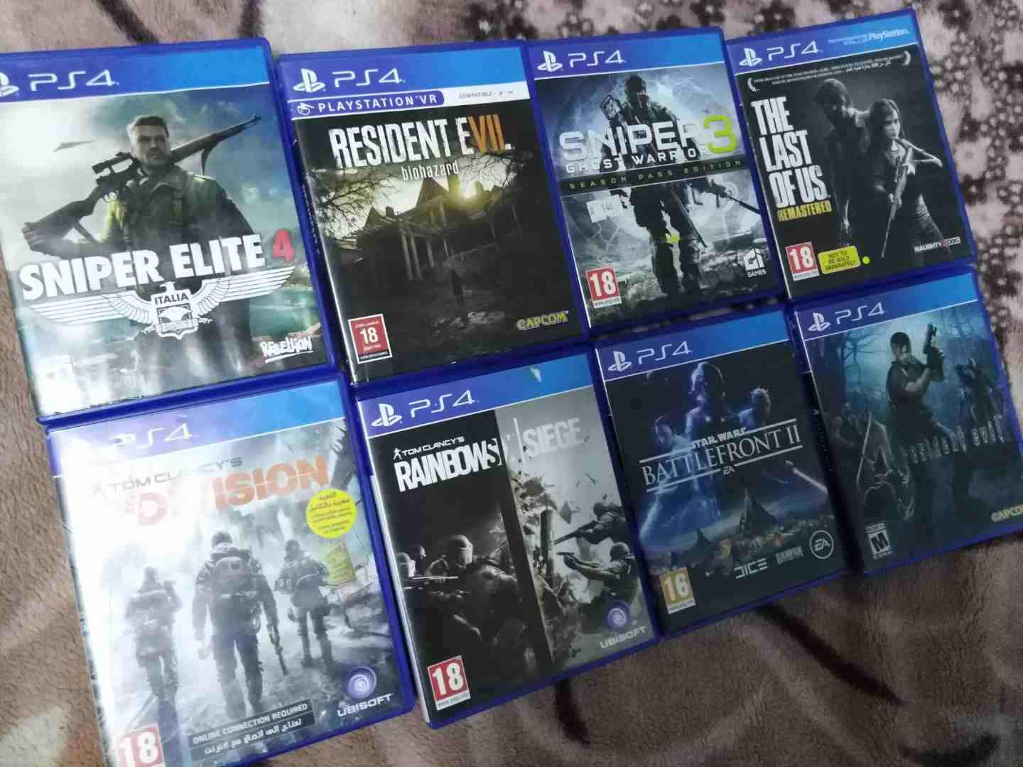 العاب بلايستيشن PS4 Games مستعملة                                            


	 				لا تنسَ أنك شاهدت هذا الإعلان في عنكبوت            
	 				
                            مجموعة العاب بلايستيشن...