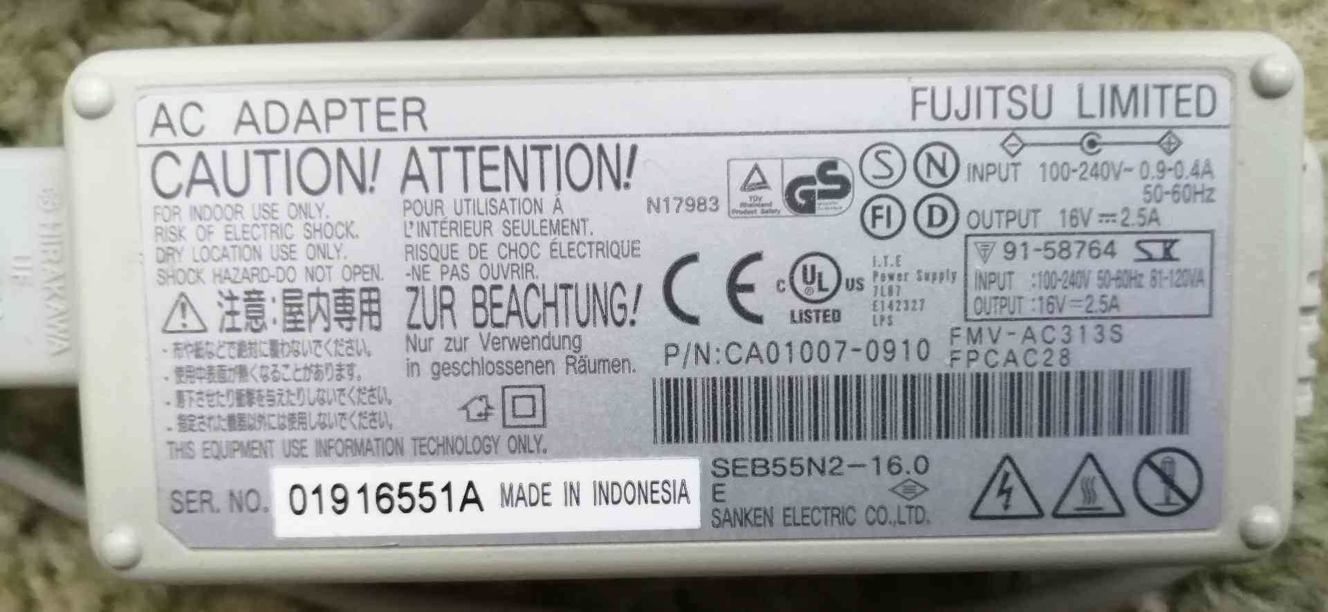 شاحن لابتوب أصلي Fujitsu
لا تنسَ أنك شاهدت هذا الإعلان في عنكبوت
Fujitsu Laptop Power Adapter...