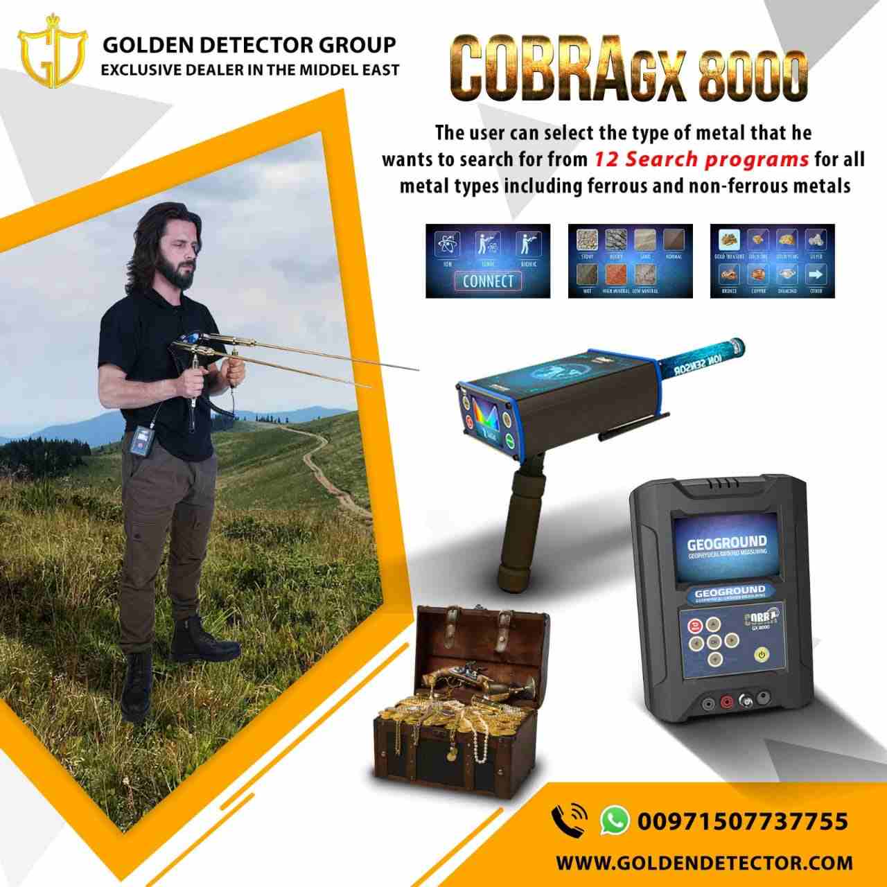 Get your device now from Golden Detector company COBRA GX 8000 metal detectors are an all in one device for gold detection, metal detection, treasure hunting and gold prospecting which meet all the ne...