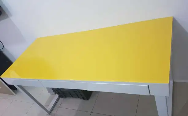 Steel with tempered glasstop table
