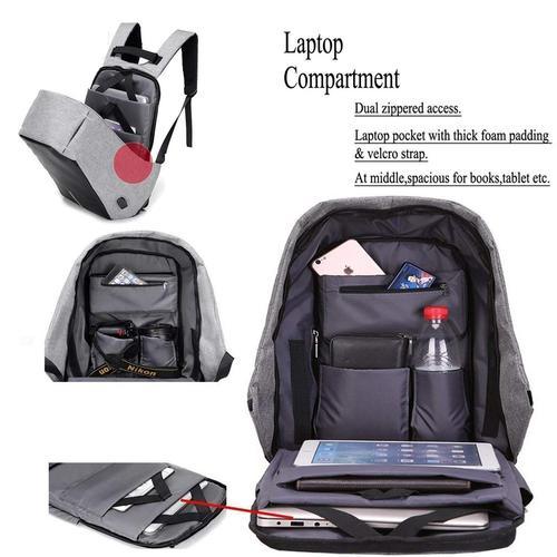 Laptop Bag كمبيوتر محمول وكابل شحن USB ومنفذ - حقيبة سفر مقاومة للماءبيع حقائب الظهر متعددت الجيوب حمل لاب توب حقيبة ظهر